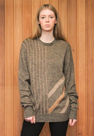 VINTAGE 1970S BROWN PATTERNED JUMPER