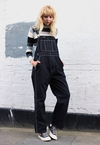 VINTAGE 90S GAP BLACK DENIM DUNGAREES