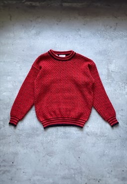 Vintage red patterned wool jumper
