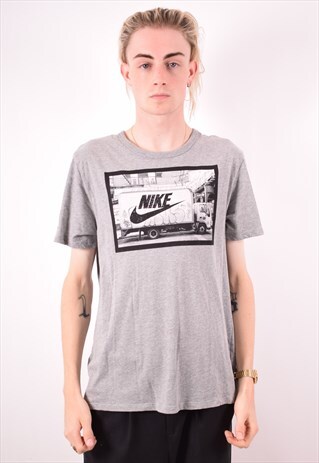 NIKE MENS VINTAGE T-SHIRT TOP LARGE GREY 90S