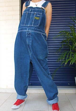 DARK BLUE DENIM RELAXED FIT DUNGAREES
