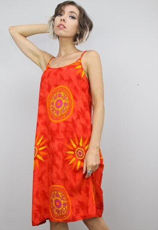 VINTAGE 90S SUMMER PATTERNED SLIP DRESS