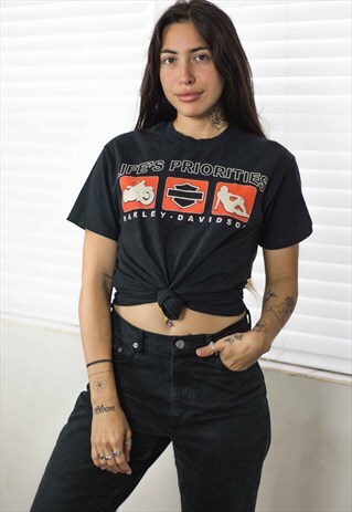 VINTAGE HARLEY DAVIDSON T-SHIRT LOGO 90S S 6.6