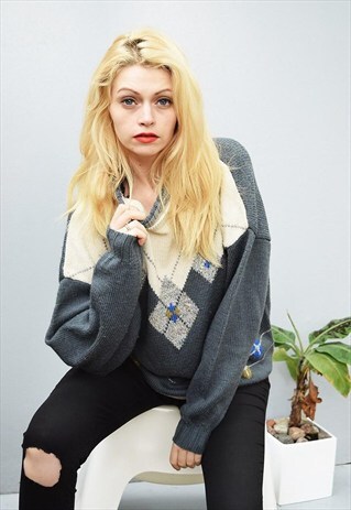 90'S ABSTRACT PATTERN OVERSIZED BOYFRIENDS KNIT JUMPER