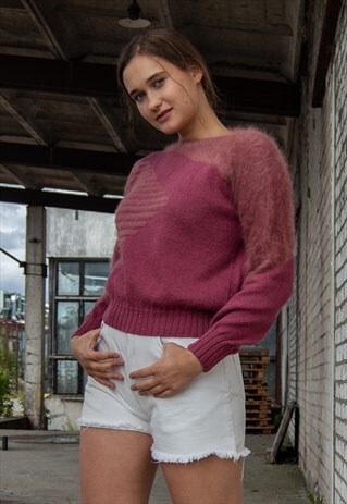 VINTAGE RETRO PINK VERY SOFT COSY JUMPER