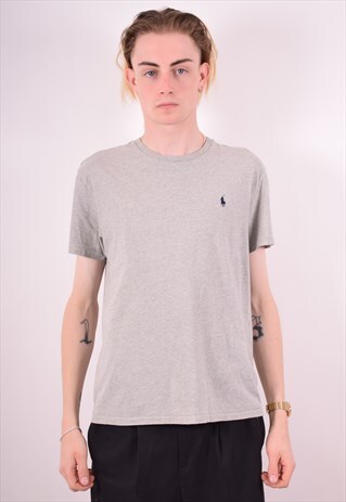 POLO RALPH LAUREN MENS VINTAGE T-SHIRT TOP SMALL GREY 90S