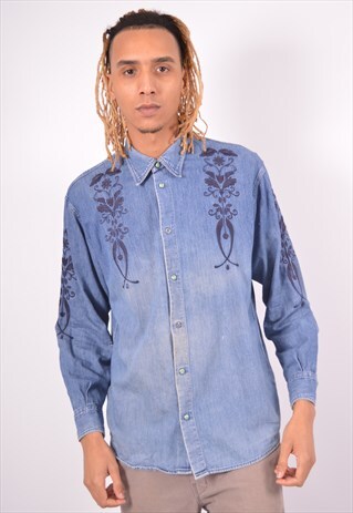 VINTAGE MOSCHINO DENIM SHIRT BLUE