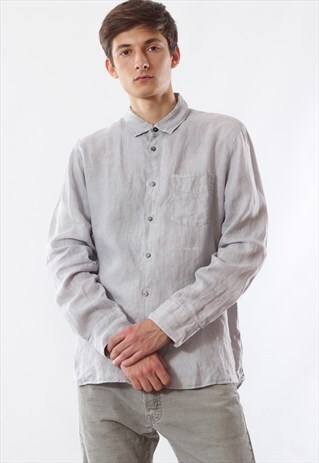 VINTAGE STONE ISLAND GREY LINEN LONG SLEEVE