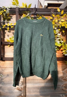 Vintage chemise Lacoste 1990s green knit jumper medium 