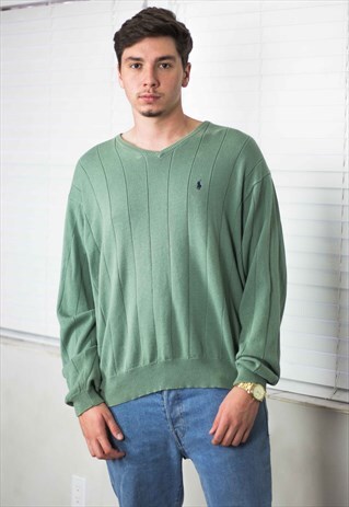 VINTAGE POLO RALPH LAUREN SWEATER JUMPER LOGO 90S XXL 15.9