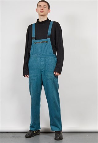 VINTAGE 70'S TEAL UTILITY WORKWEAR DUNGAREES