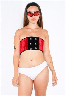 Vintage 00s gothic crop top in black / red