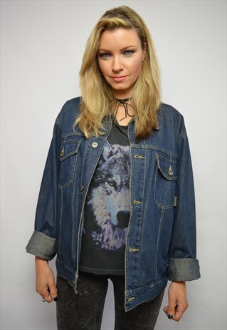 VINTAGE 90S TIMBERLAND OVERSIZED BLUE WASH DENIM JACKET
