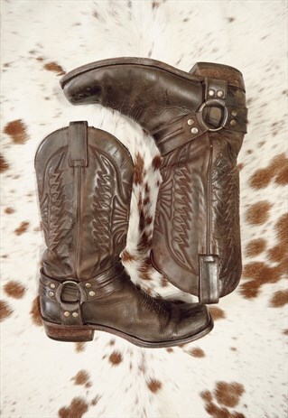 SADLE-UP : GENTS HARNESS SQUARE TOE BIKER COWBOY BOOTS - EUR