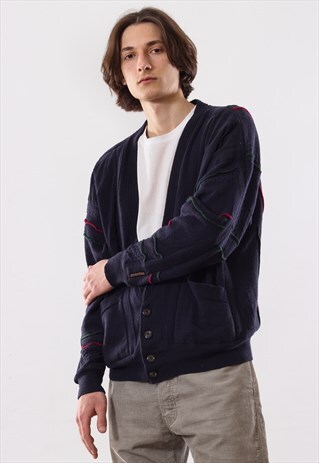 90'S VINTAGE MENS CARLO COLUCCI KNIT JUMPER SWEATER CARDIGAN