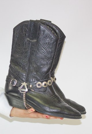 VINTAGE WRANGLER LEATHER COWBOY BOOTS