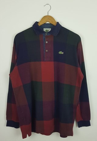 VINTAGE LACOSTE LONG SLEEVE POLO SHIRT PLAID