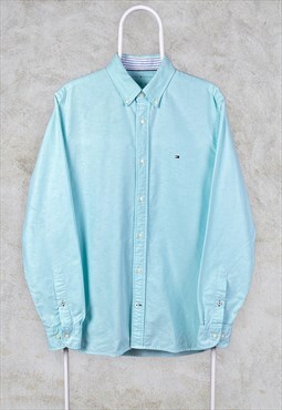 Vintage Blue Tommy Hilfiger Shirt Organic Cotton Oxford M