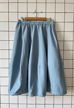 COMME DES GARCONS Skirt Midi A Line Cotton Light Blue 