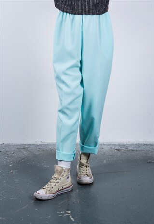 VINTAGE 1990S BLUE HIGH-WAISTED TROUSERS