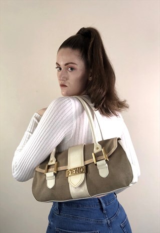 WOMENS FENDI HANDBAG BEIGE BROWN ZUCCA PRINT BAG