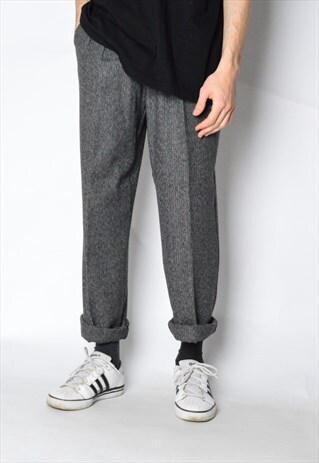 VINTAGE 60S GREY SILK WOOL BLEND PANTS