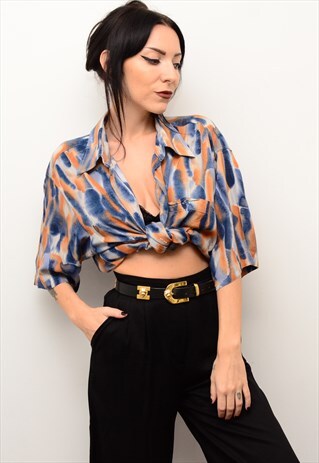 VINTAGE 90'S RETRO FUNKY ABSTRACT PATTERNED OVERSIZED SHIRT