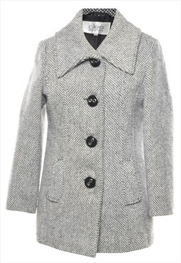 Vintage Cleo Grey & White Wool Coat - S