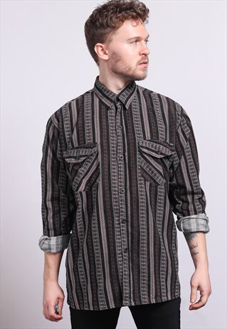 VINTAGE CORDUROY CORD STRIPED SHIRT