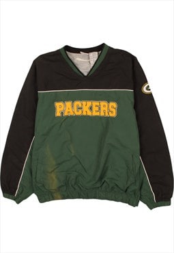 Vintage 90's NFL Windbreaker Packers V Neck Green,