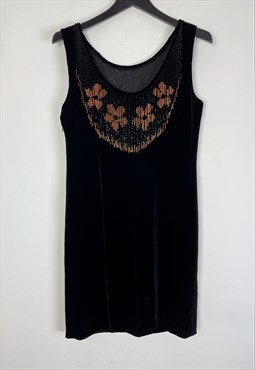 Country Casuals Black Velour Beaded Party Dress