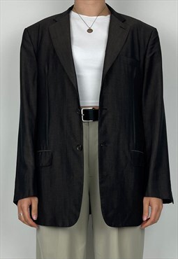 Valentino Vintage Blazer Jacket  90s Brown Wool Mohair