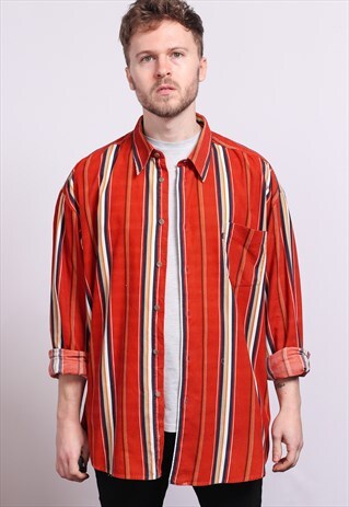 VINTAGE CORDUROY CORD STRIPED SHIRT