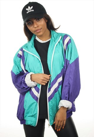 VINTAGE 90S COLOUR BLOCK SHELL WINDBREAKER JACKET