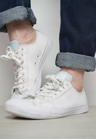 VINTAGE 90S CONVERSE WHITE LEATHER OX SHOES TRAINERS RETRO