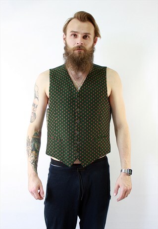 VINTAGE 90' CLASSIC BOTTLE GREEN WAISTCOAT.