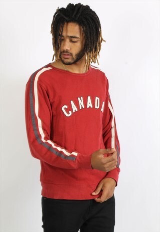 VINTAGE 90'S OVERSIZE CANADA GRAPHIC SWEATSHIRT RED