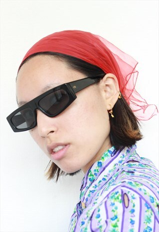 RED CHIFFON HEAD SCARF BANDANA