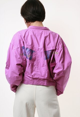 80S VINTAGE SWITZERLAND PURPLE LINED CROP JACKET 1785