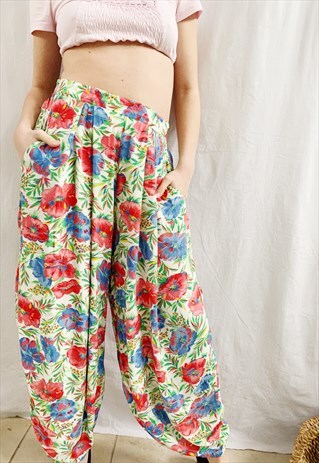 VINTAGE 80S FLORAL DIETER HEUPEL HIGHWAISTED BOHEME TROUSERS