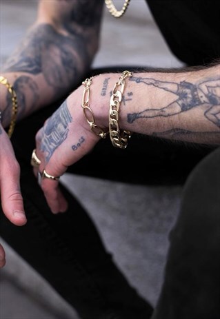 12MM STAINLESS STEEL CURB LINK ID IDENTITY BRACELET - GOLD