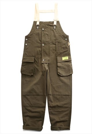 Utility overalls cargo pocket playsuit retro dungarees green