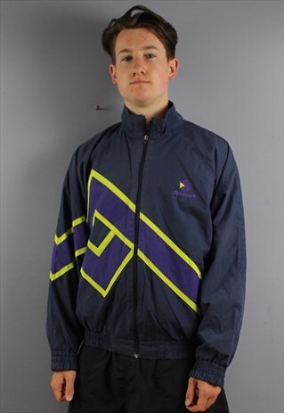 VINTAGE REEBOK WINDBREAKER JACKET IN NAVY WITH EMBROIDERED L