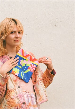HANDMADE PRINTED MAKEUP CLUTCH BAG - EASTERN STAR