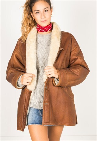 VINTAGE 80S WINTER SHEEPSKIN COAT / R023