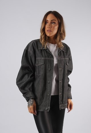 VINTAGE DENIM JACKET OVERSIZED FITTED UK 14 LARGE (BQ4K)