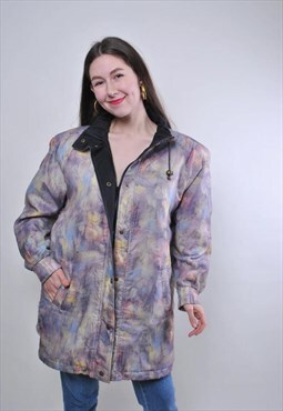 Vintage flower print autumn multicolor parka jacket