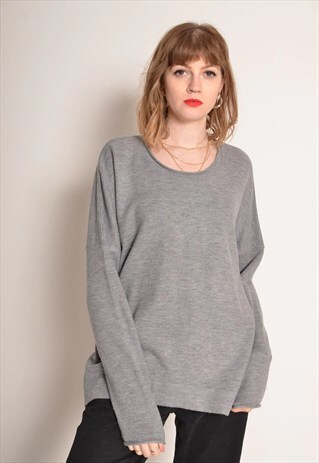 VINTAGE 90S FCUK WOOL JUMPER IN GREY
