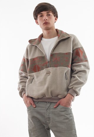 VINTAGE SALEWA PULLOVER JACKET 90S GREY AZTEC