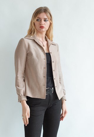 VINTAGE 70S BOHO BLOUSE BLAZER WITH ARROW COLLAR